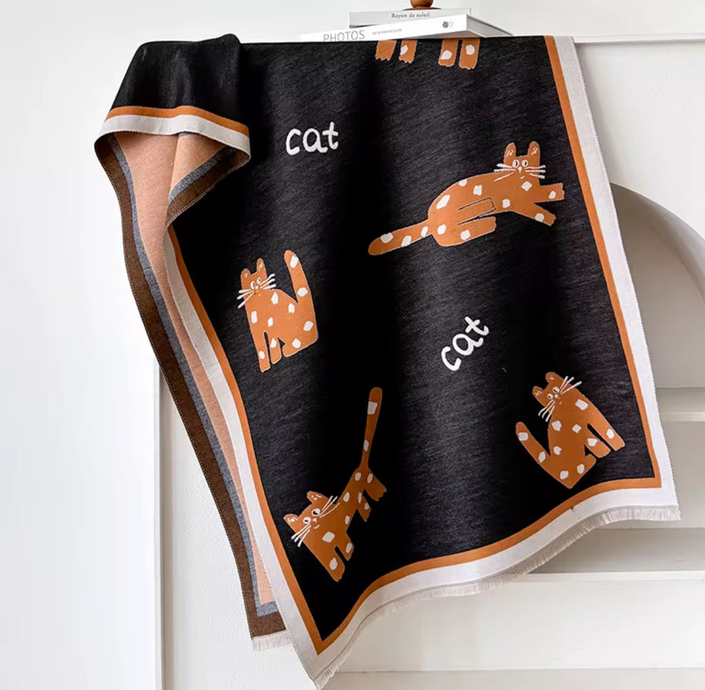 Sjal "Cat" med kattmönster