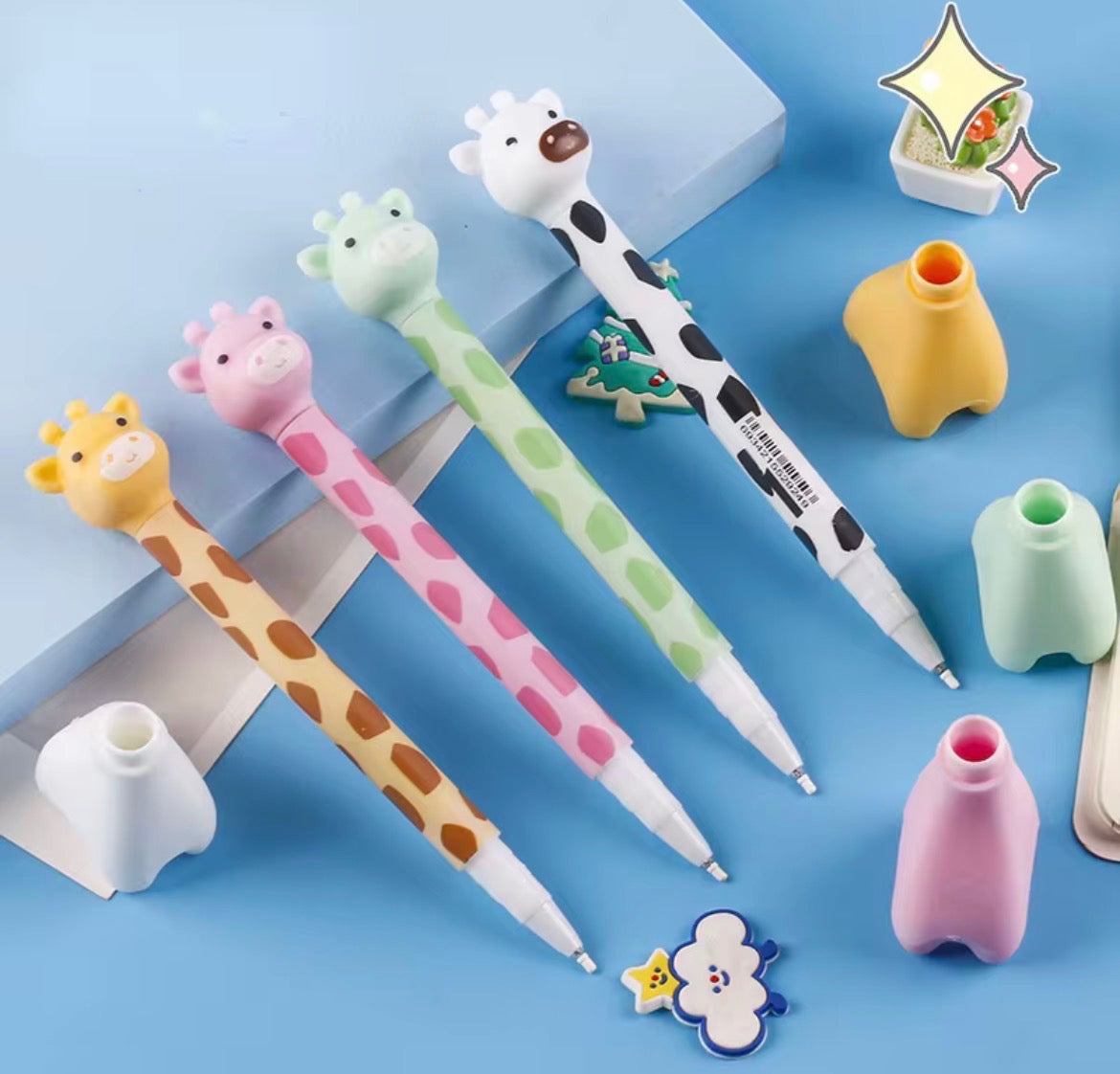 Gel pennor i giraff-form -4-pack