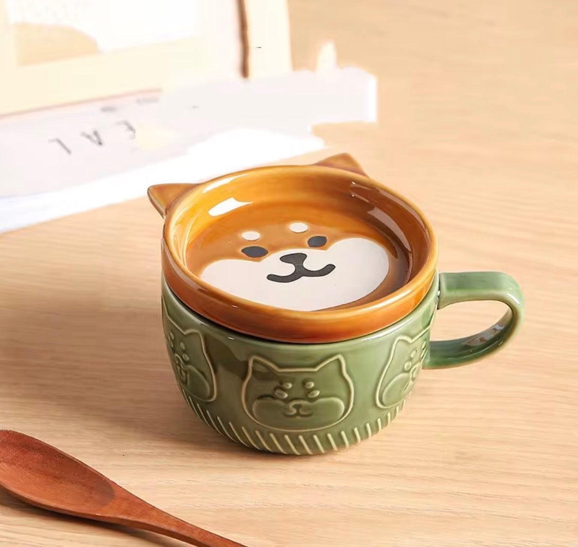 kopp med fat/lock i söta djurmotiv