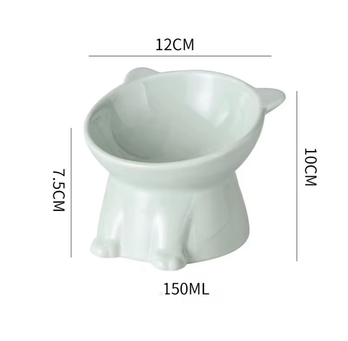 Söt, upphöjd kattmatskål i keramik