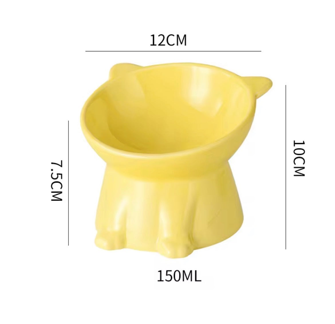Söt, upphöjd kattmatskål i keramik
