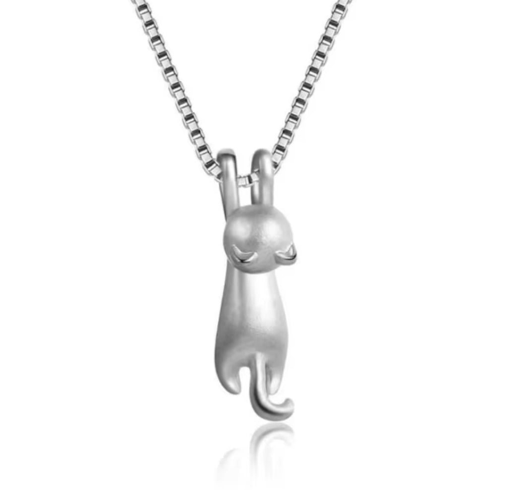 Halsbandshänge- hängande katt i S925 Sterling silver