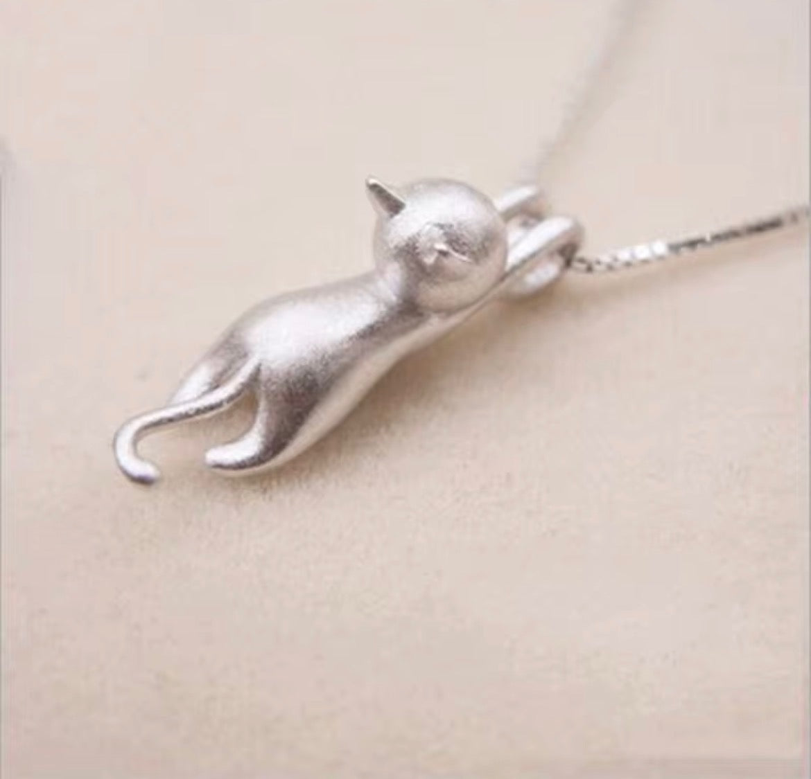 Halsbandshänge- hängande katt i S925 Sterling silver