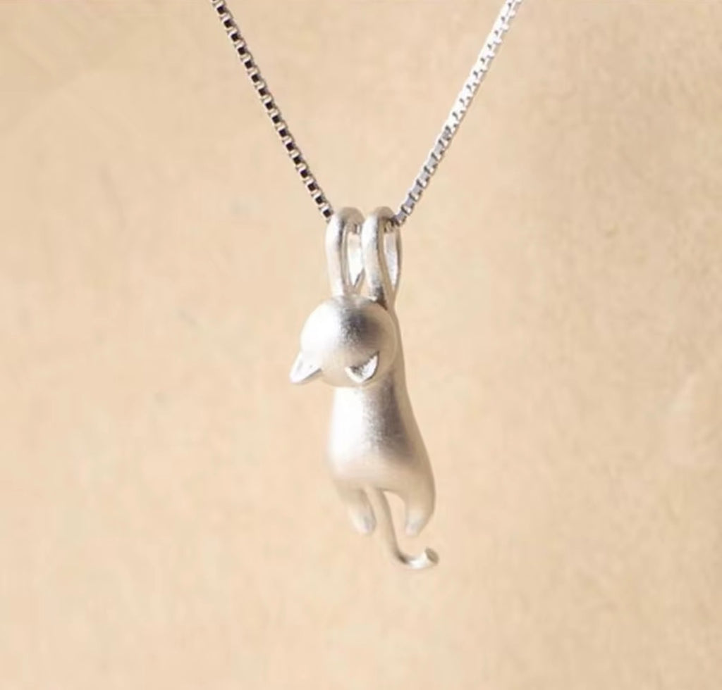 Halsbandshänge- hängande katt i S925 Sterling silver