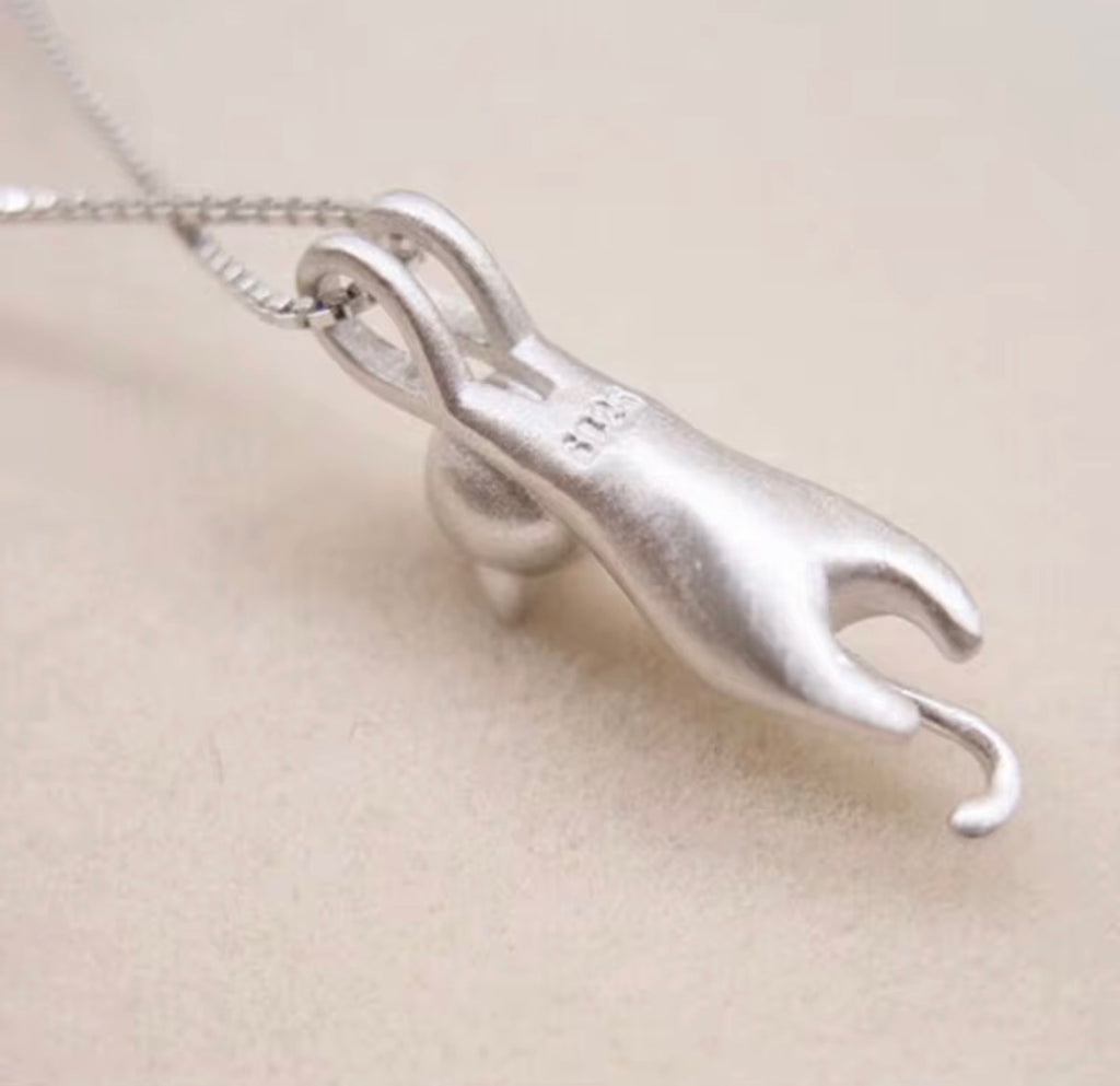 Halsbandshänge- hängande katt i S925 Sterling silver