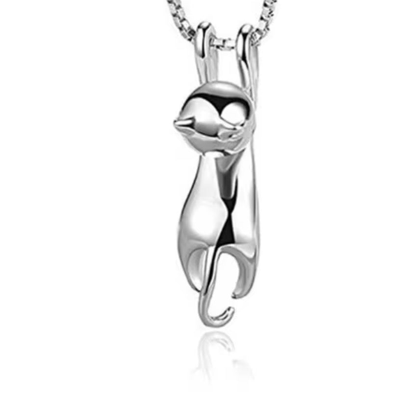 Halsbandshänge- hängande katt i S925 Sterling silver