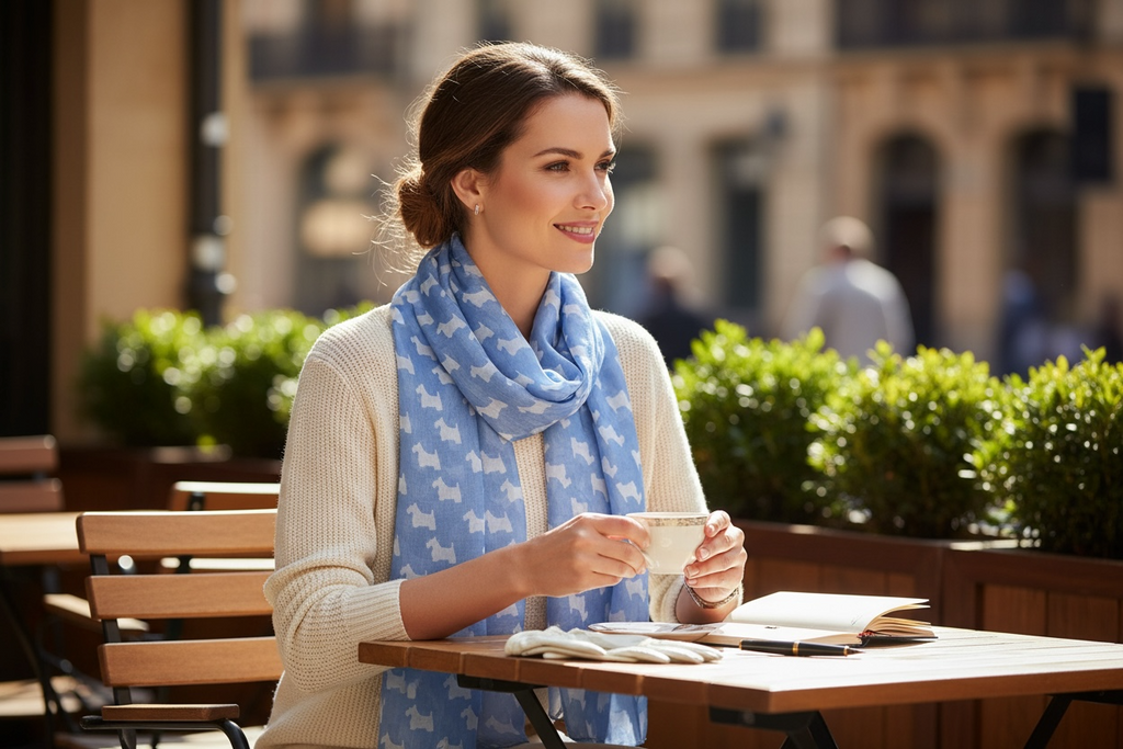 Scarves i helsiden med hundmönster (skotte)