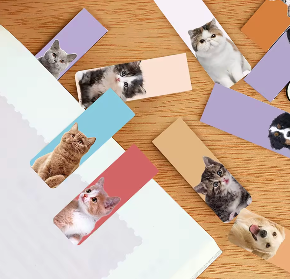 5 st Magnetiska hund och katt-bokmärken
