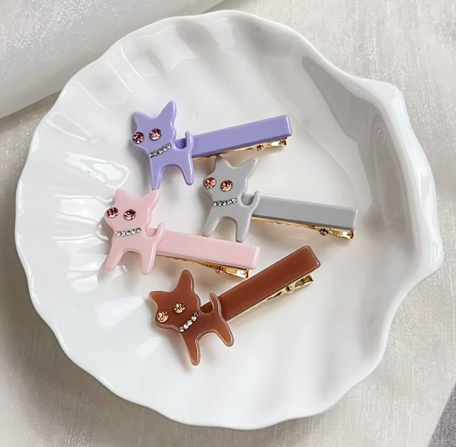 Hårklämma diamantprydd katt