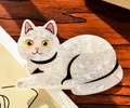 Hårklämma-katt /vit