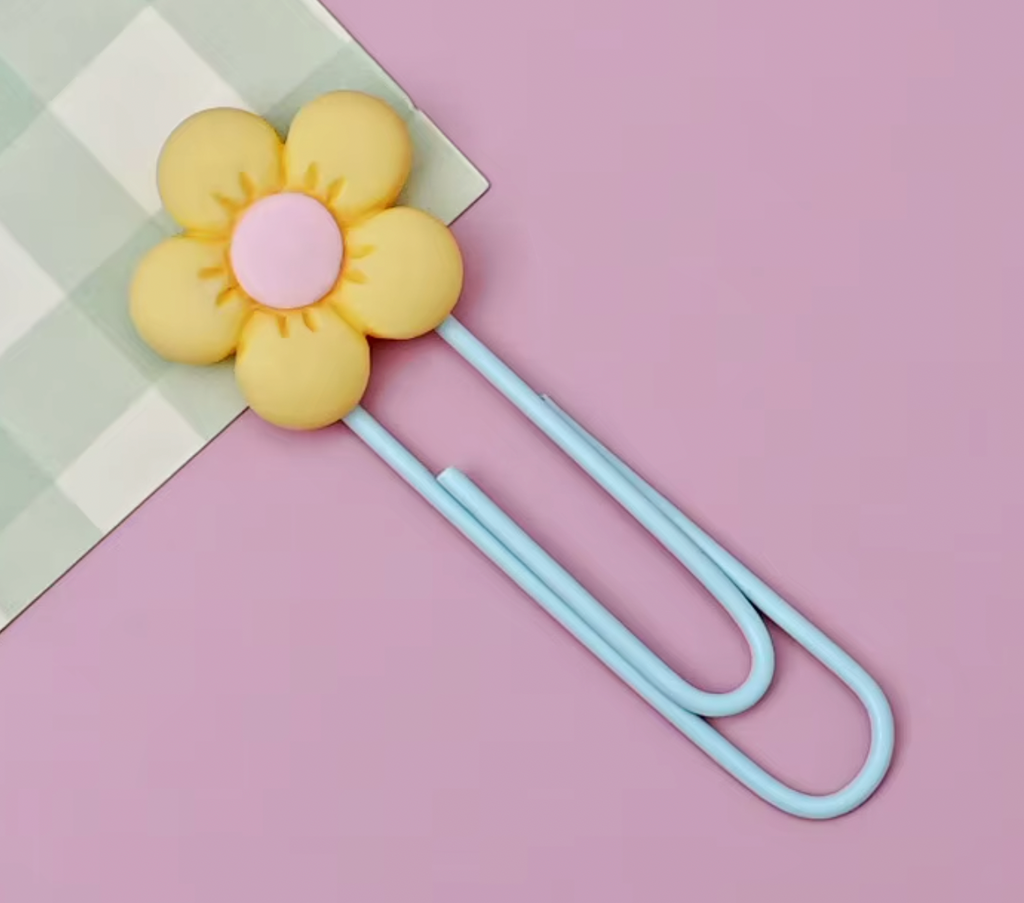 Bokmärkesclip- blomma i metall- 5 olika färger