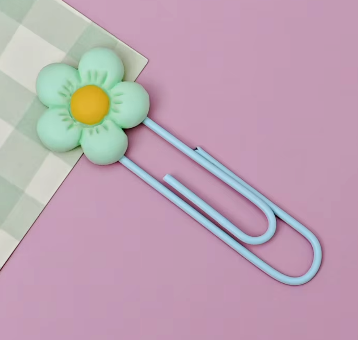 Bokmärkesclip- blomma i metall- 5 olika färger