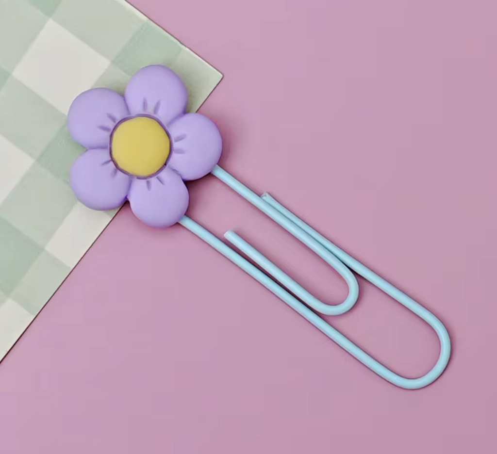 Bokmärkesclip- blomma i metall- 5 olika färger
