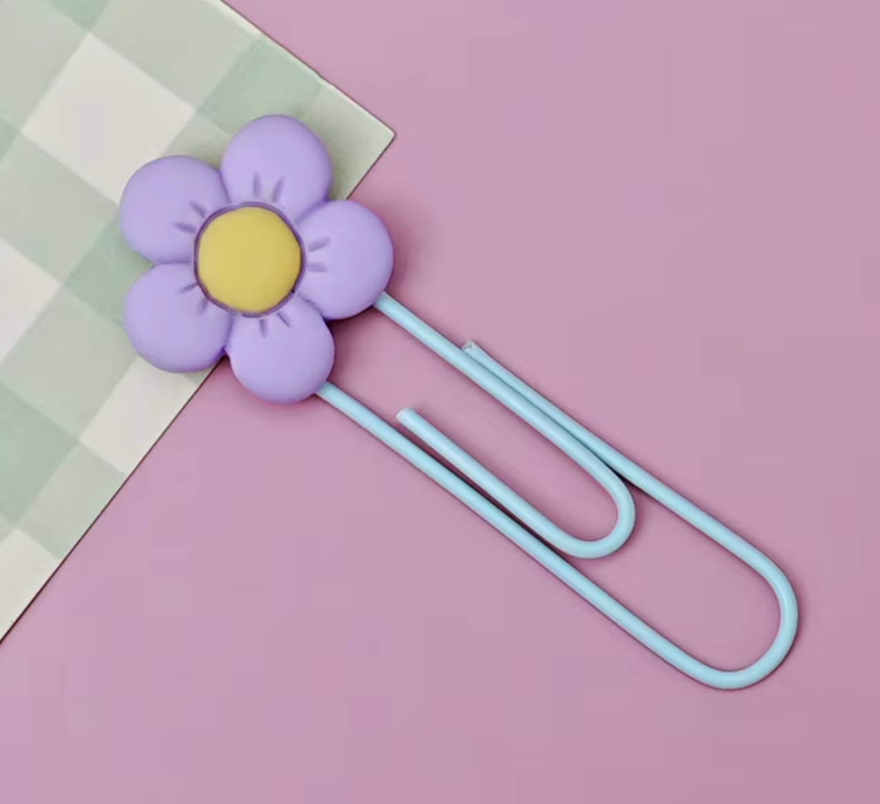 Bokmärkesclip- blomma i metall- 5 olika färger