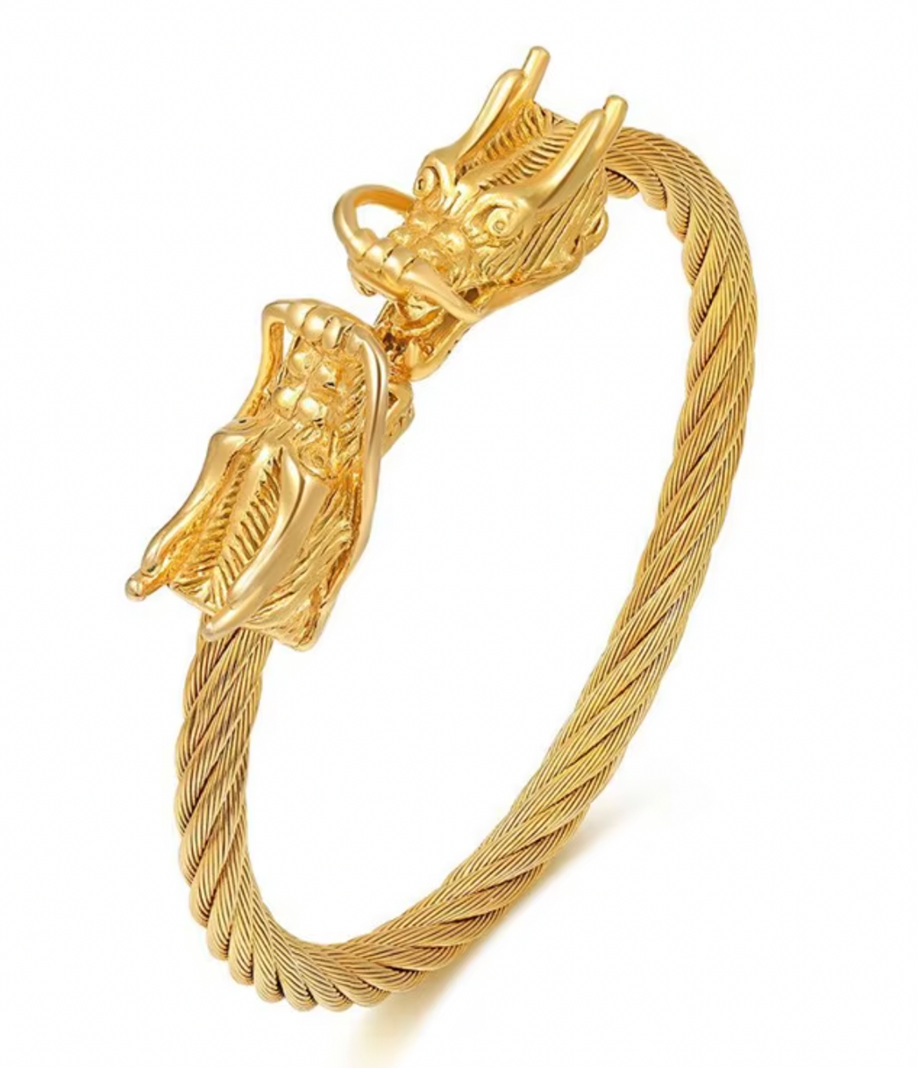 Armband-drake, finns i guld och i silverfärg