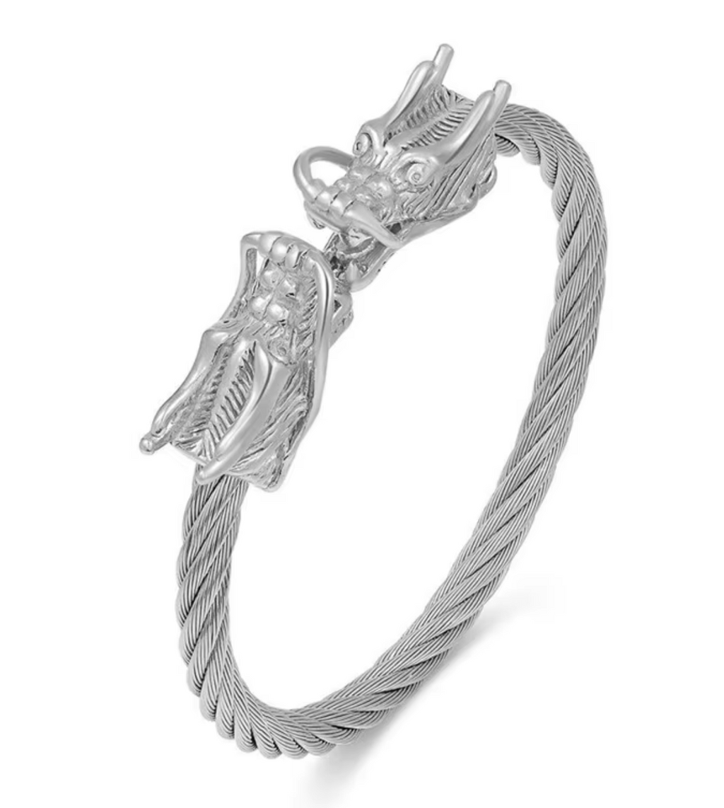 Armband-drake, finns i guld och i silverfärg