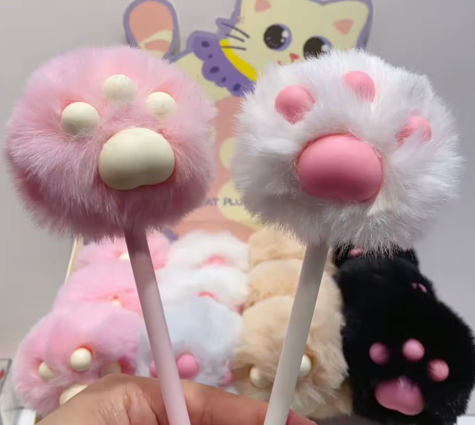 Fluffig gelpenna - tass, finns i 4 olika färger
