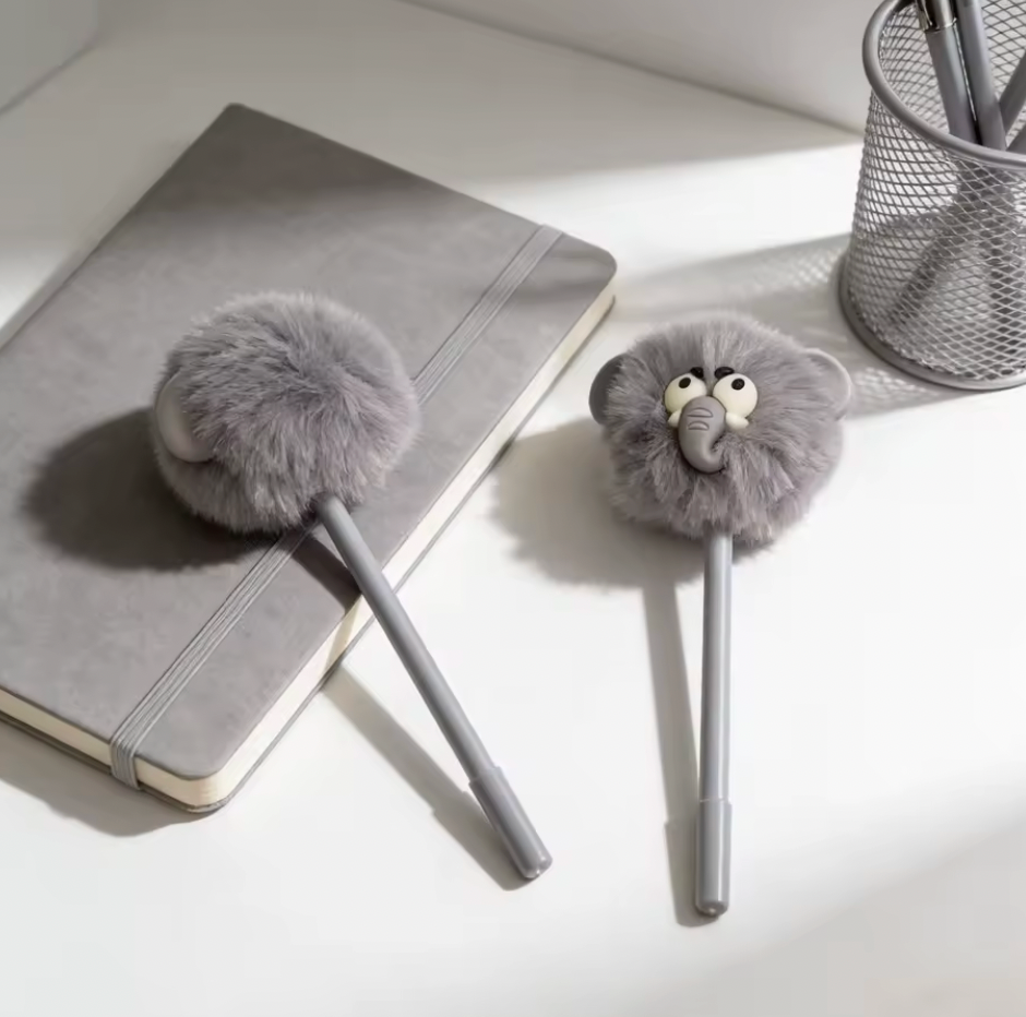 Fluffig gelpenna - elefant