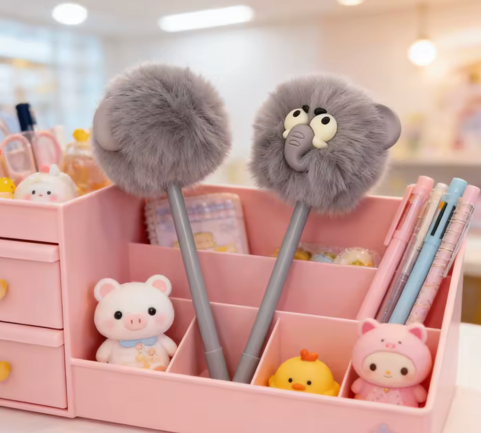 Fluffig gelpenna - elefant