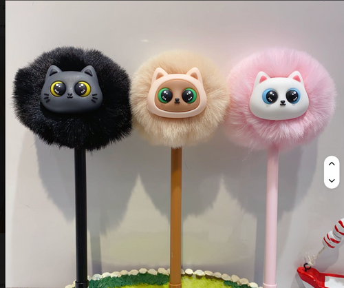 Fluffig gelpenna - katt, finns i 4 varianter