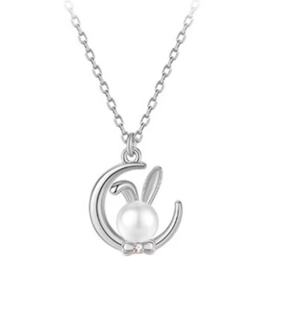 Halsband-kaninöron med pärla i sterling silver