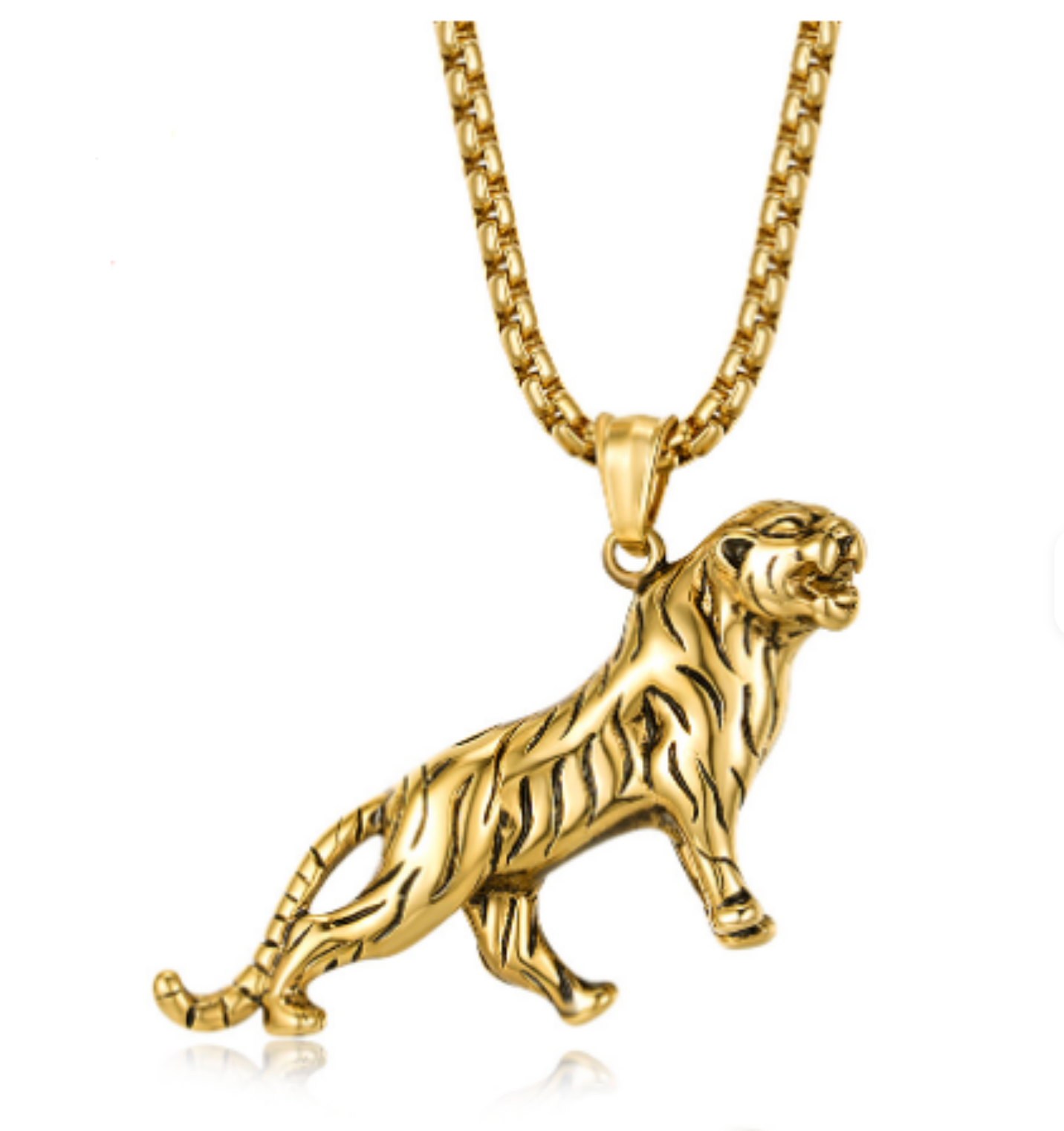 Halsband-Tiger, finns i silver och i guld