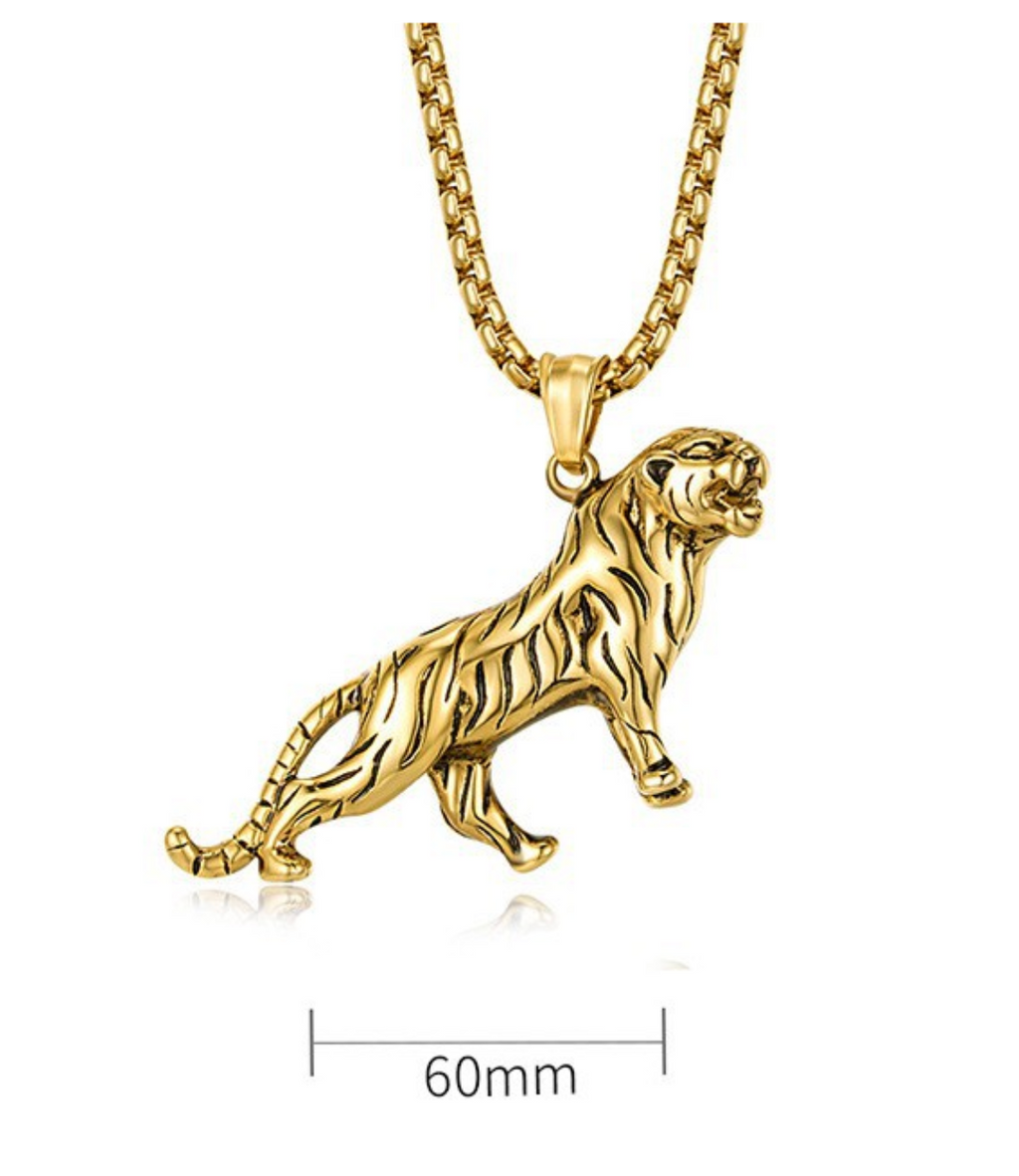Halsband-Tiger, finns i silver och i guld