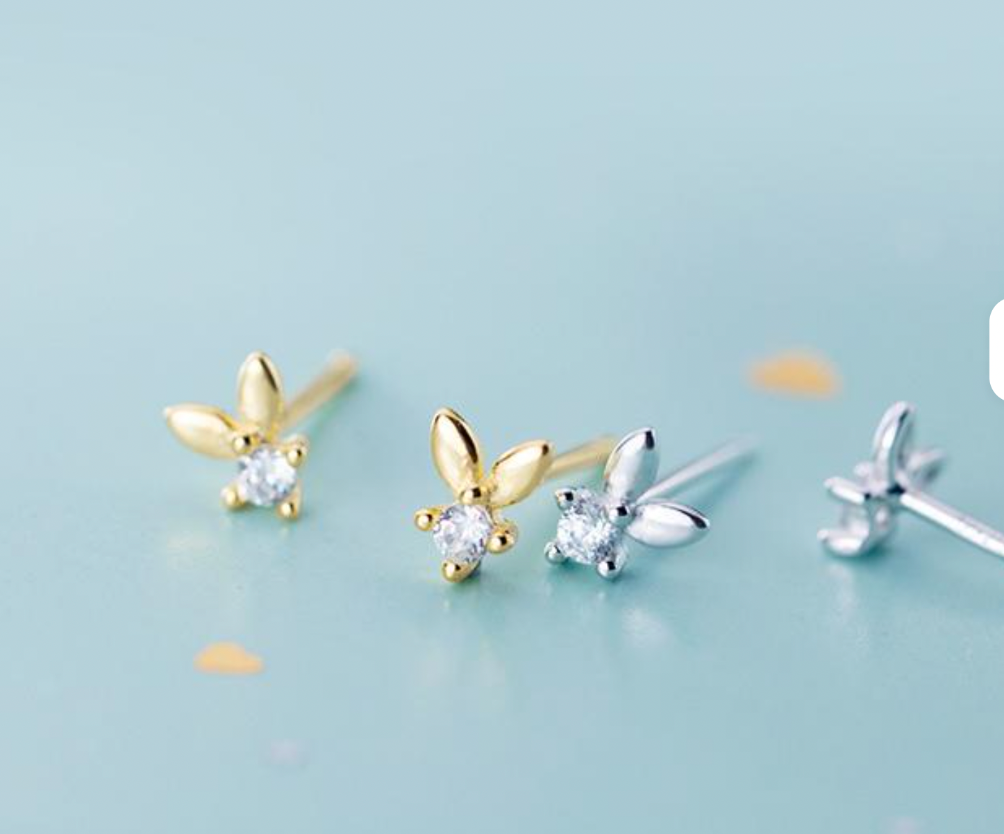 Örhängen-kaninöron med bling, 925 Sterling silver, finns i 3 färger(guldpläterade)