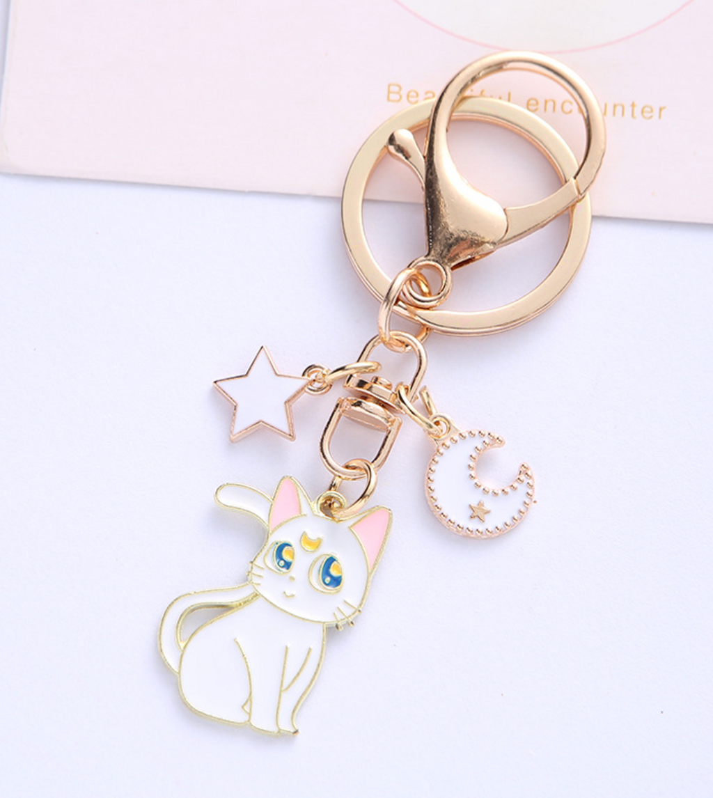 Nyckelring- Sailor moon katt, Artemis eller Luna
