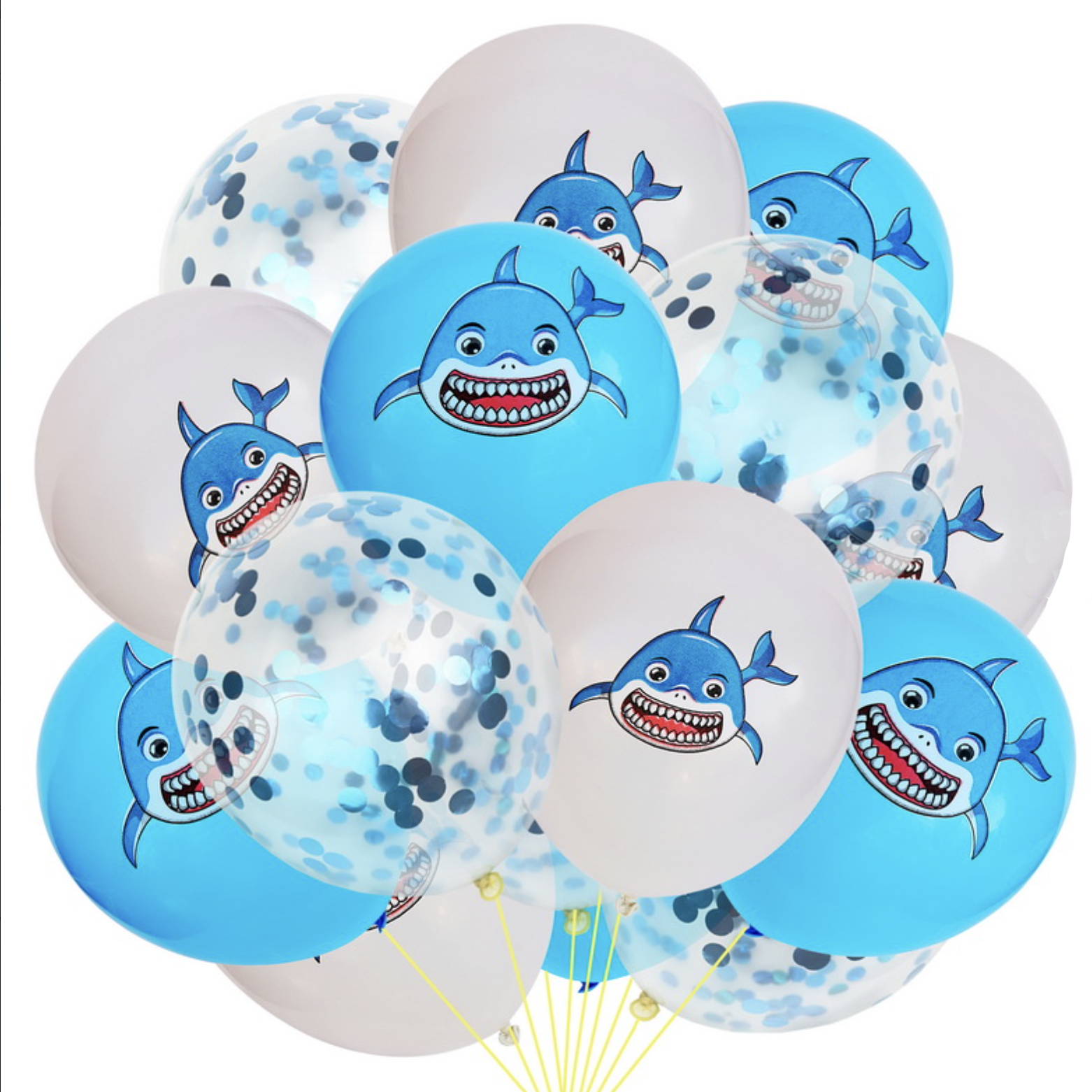 Ballonger- Hajmotiv och ballonger med konfetti innuti