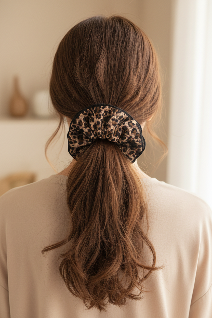 Stora 16 cm hårscrunchies- Leopard, finns i 2 varianter.