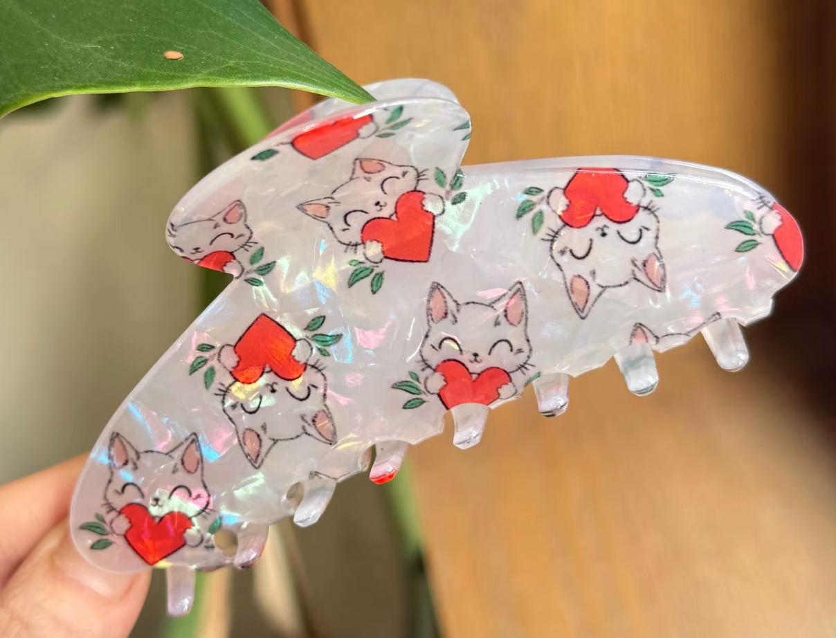 Hårklämma-Kattmotiv, finns i 5 olika varianter