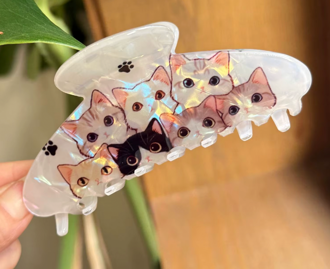 Hårklämma-Kattmotiv, finns i 5 olika varianter