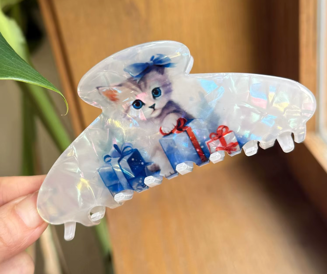 Hårklämma-Kattmotiv, finns i 5 olika varianter