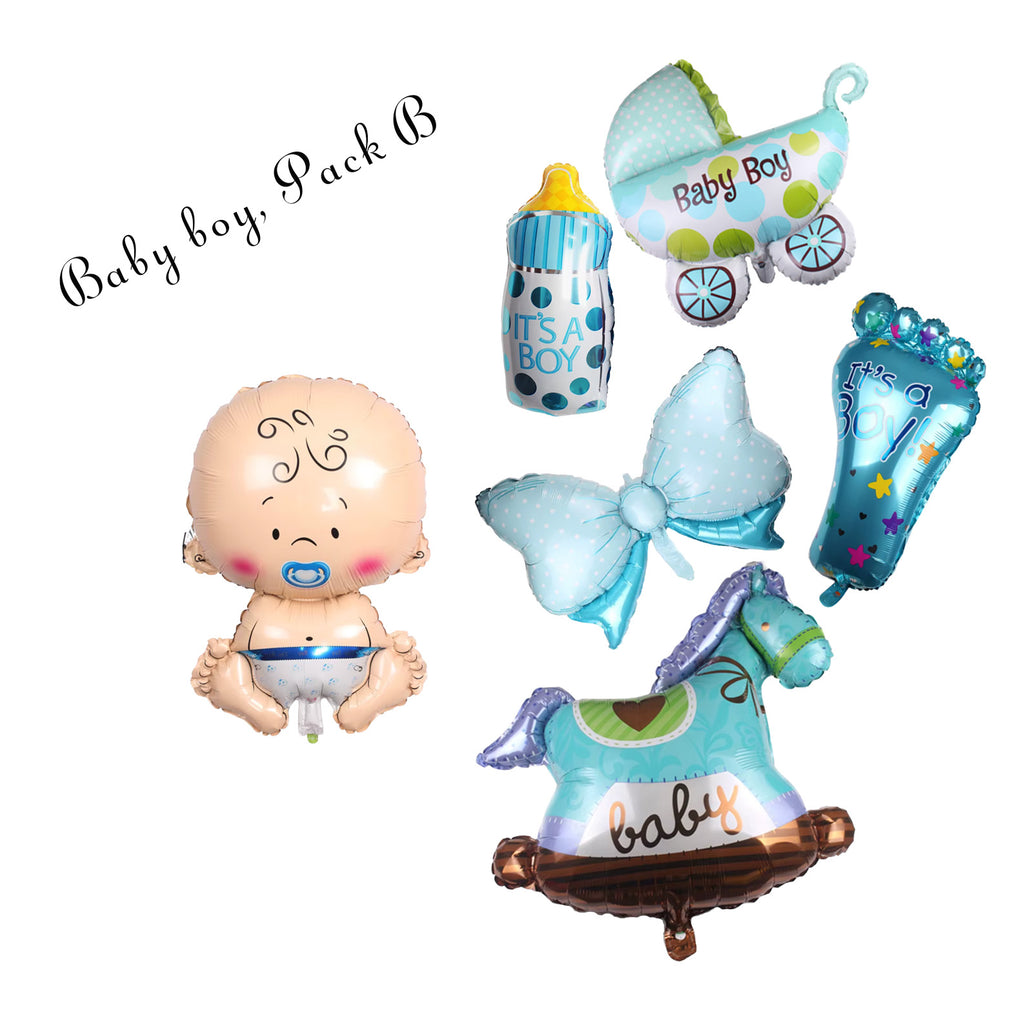 Heliumballonger - Baby shower pack, finns blå och rosa -6 stora ballonger i varje pack