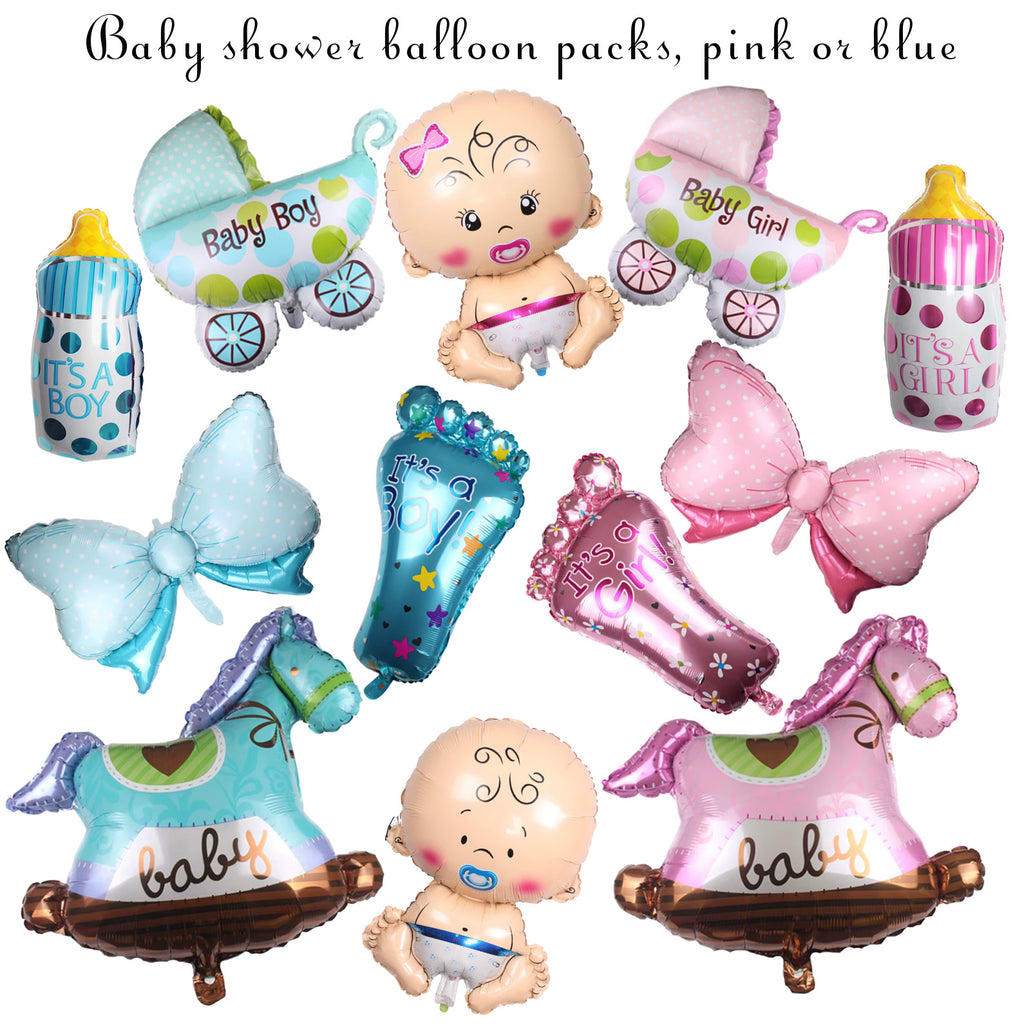 Heliumballonger - Baby shower pack, finns blå och rosa -6 stora ballonger i varje pack