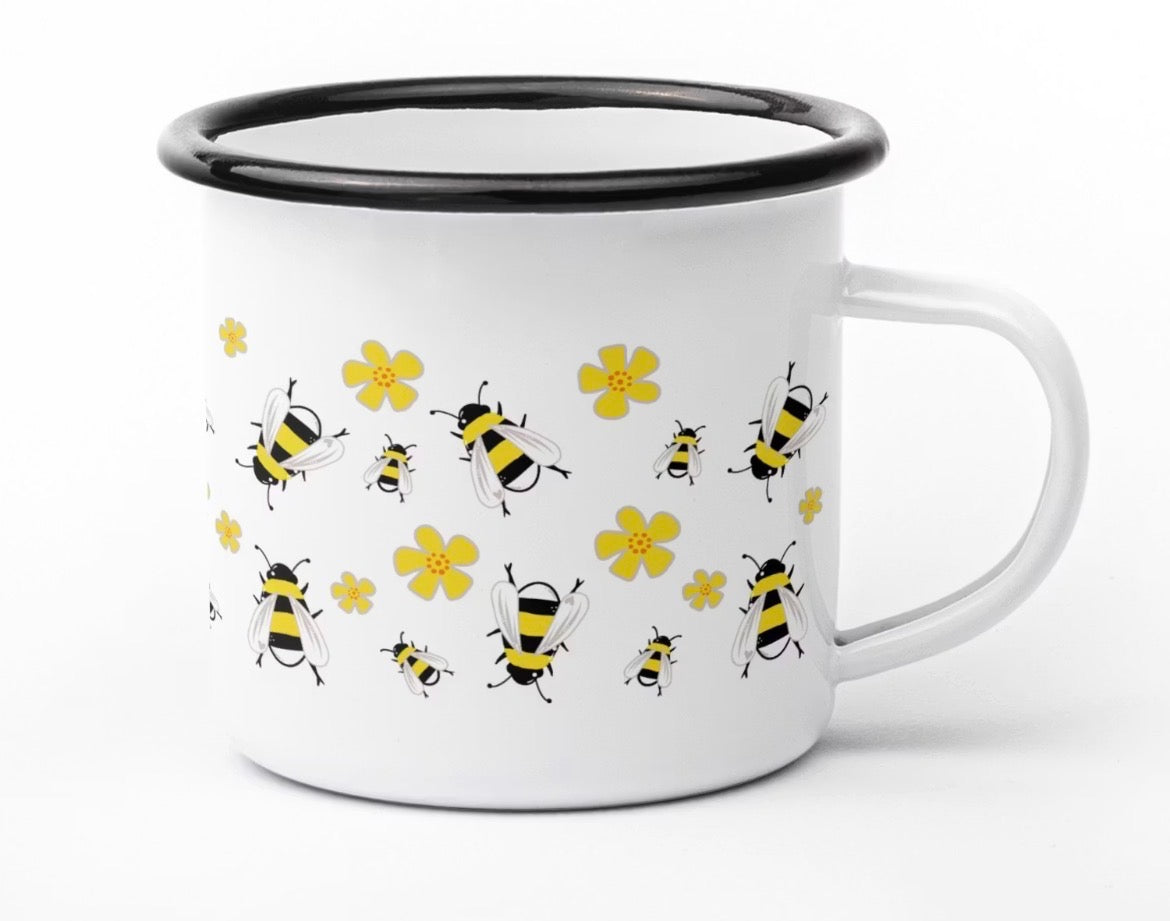 Emaljmugg med bimotiv, från Anneko design