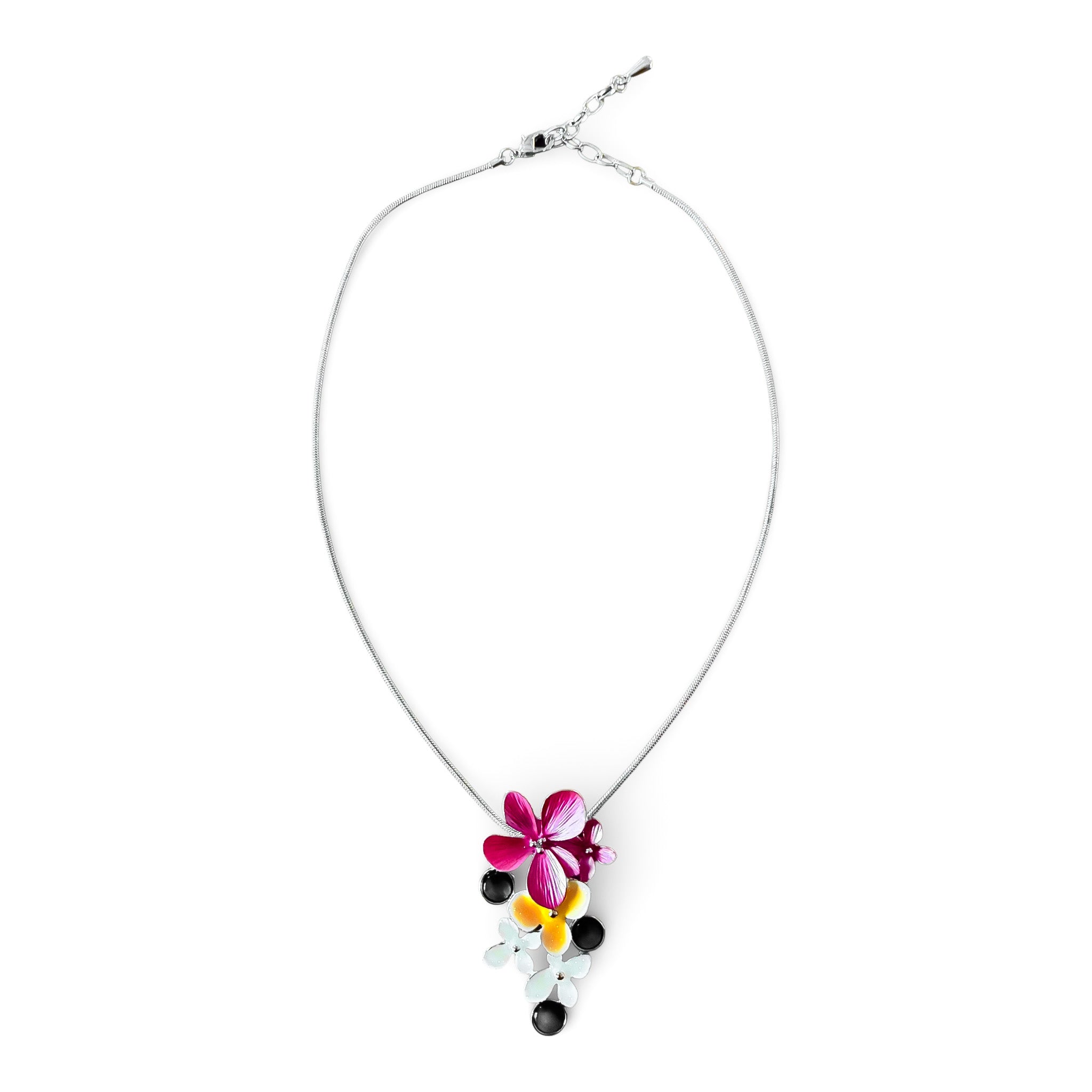 Halsband med blommor i rosa och vanilj