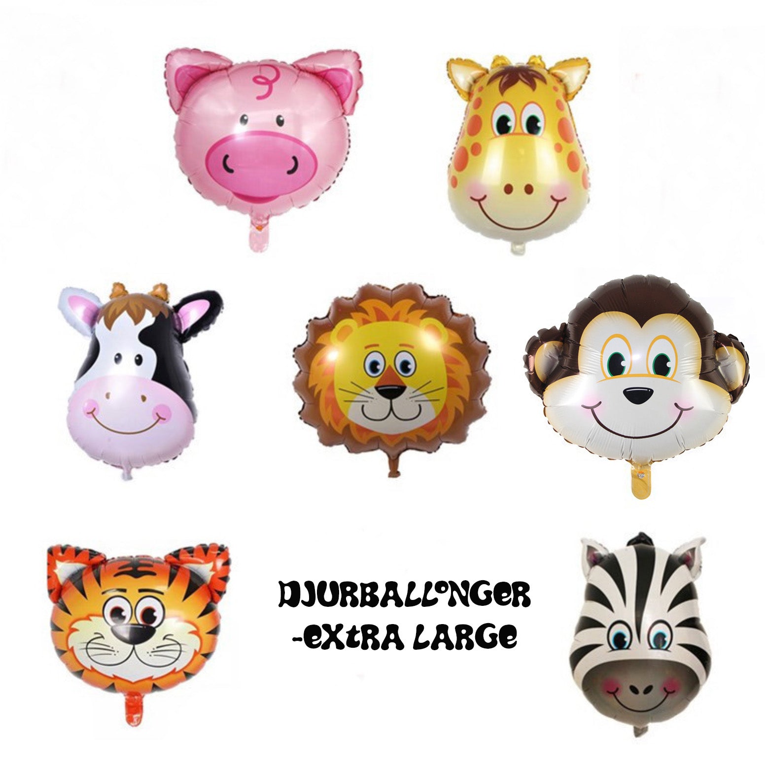 Heliumballong -Djurhuvud, finns i 8 varianter, extra stora