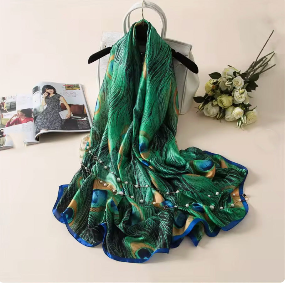 Lång Scarves-Påfågel